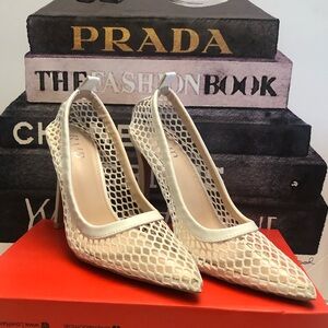 WHITE Fishnet Stilettos Sexy Sky High Pumps (New)